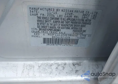 2015 Nissan Sentra Sv from USA, damaged, VIN 3N1AB7AP9FL693961